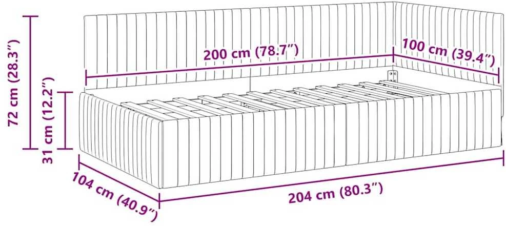 Lova Kampinė lovos konstrukcija Vyno raudona 100 cm x 200 cm Aksomas