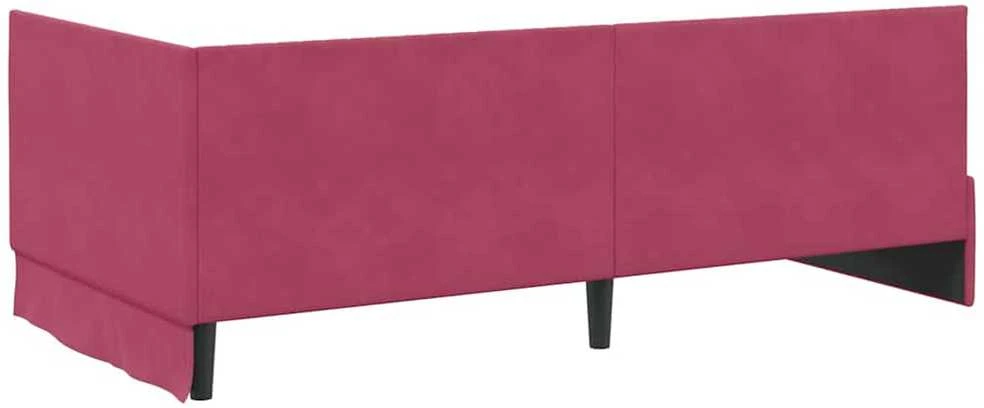 Lova Kampinė lovos konstrukcija Vyno raudona 100 cm x 200 cm Aksomas