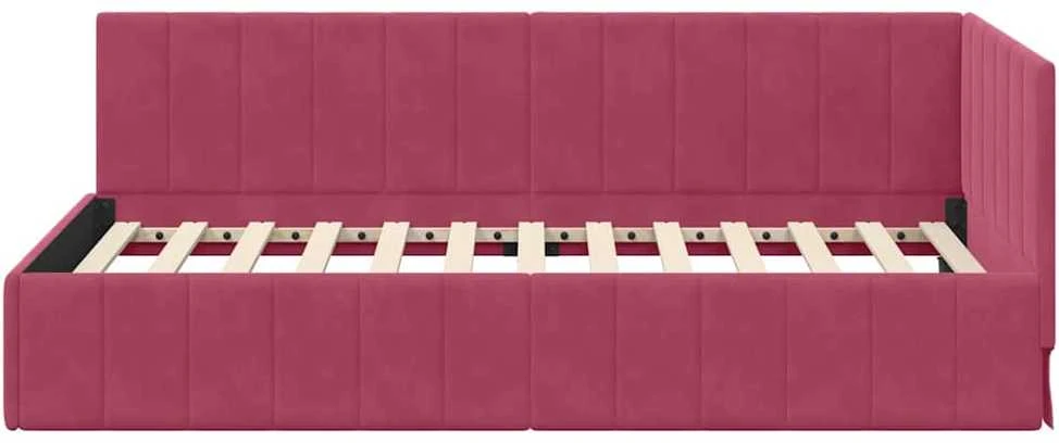 Lova Kampinė lovos konstrukcija Vyno raudona 100 cm x 200 cm Aksomas