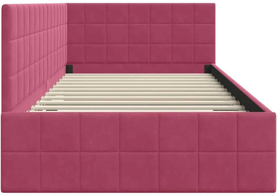 Lova Kampinė lovos konstrukcija Vyno raudona 90 cm x 190 cm Aksomas