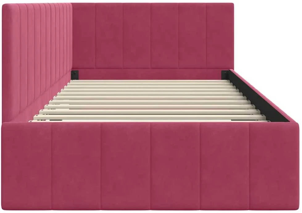 Lova Kampinė lovos konstrukcija Vyno raudona 100 cm x 200 cm Aksomas