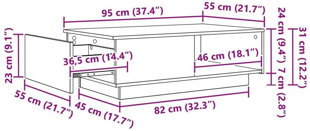 Lova Kavos staliukas Balta 95 x 55 x 31 cm Apdirbta mediena