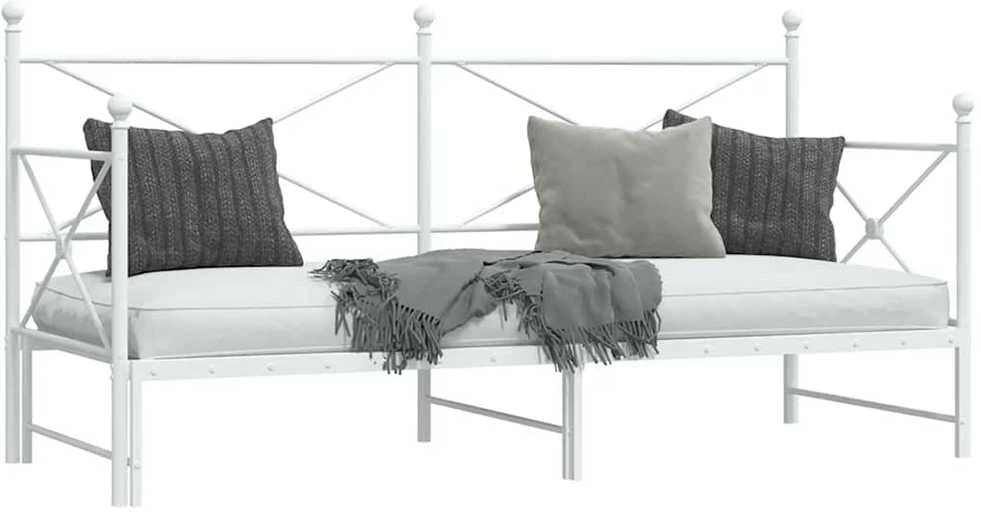 Lova kušetė su kušete be čiužinio Baltas 75x190 cm Plienas