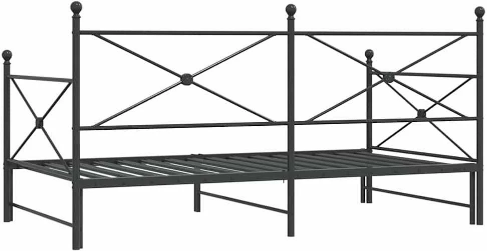 kušetė su kušete be čiužinio Juodas 100x200 cm Plienas