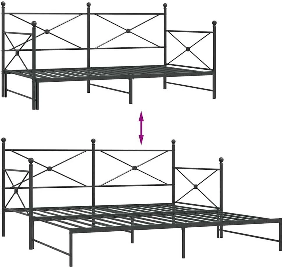 kušetė su kušete be čiužinio Juodas 100x200 cm Plienas