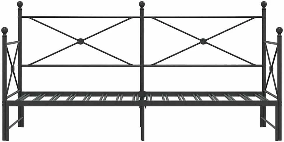 Lova kušetė su kušete be čiužinio Juodas 75x190 cm Plienas