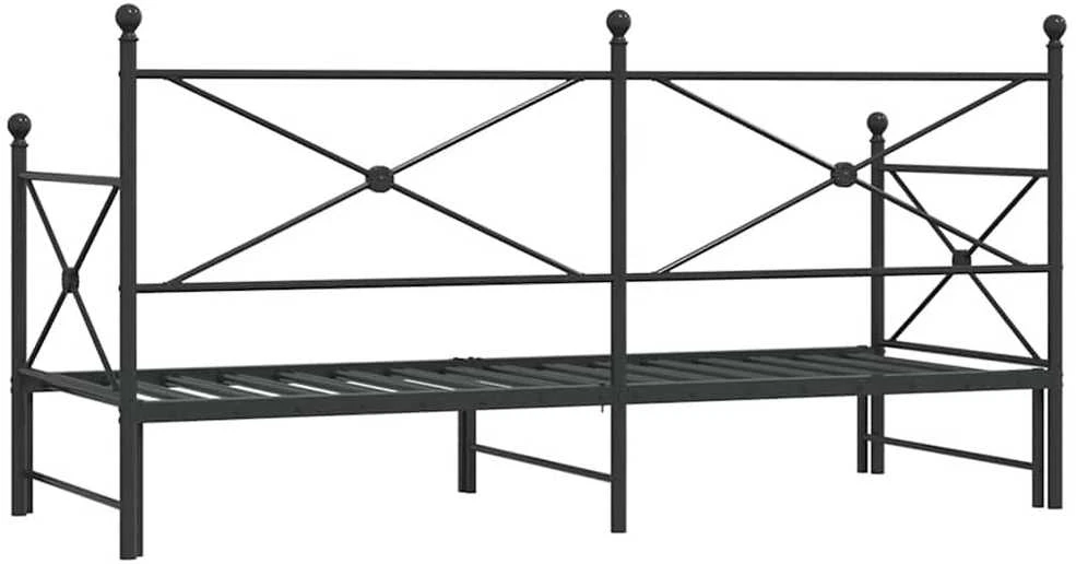 Lova kušetė su kušete be čiužinio Juodas 75x190 cm Plienas