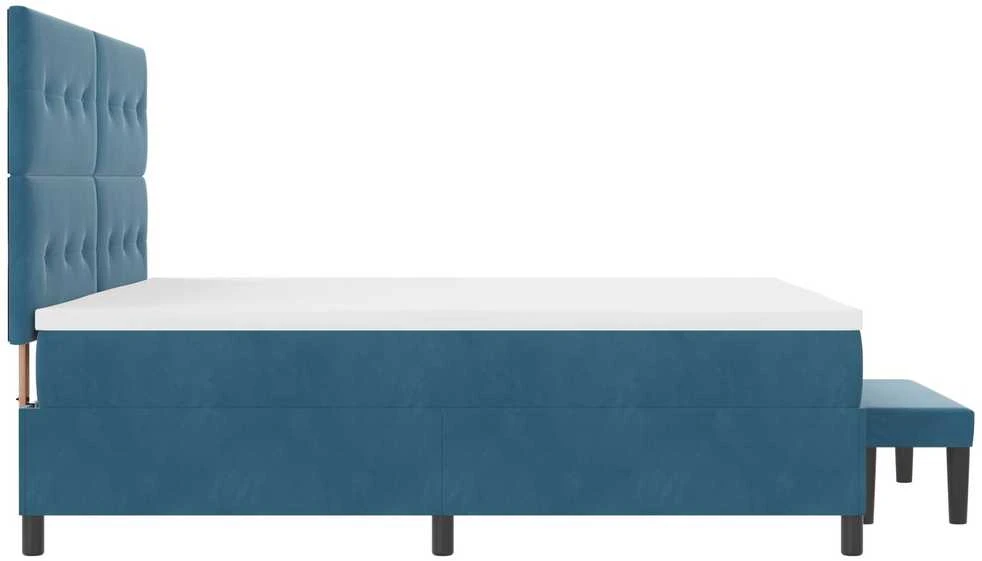 Kiemas lova su galvūgalio Tamsi mėlyna 200 x 200 cm Aksomas