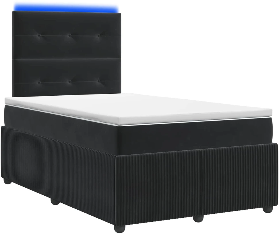 Lova LED lovos čiužinys su LED apšvietimu Juoda 120 x 190 cm Aksomas