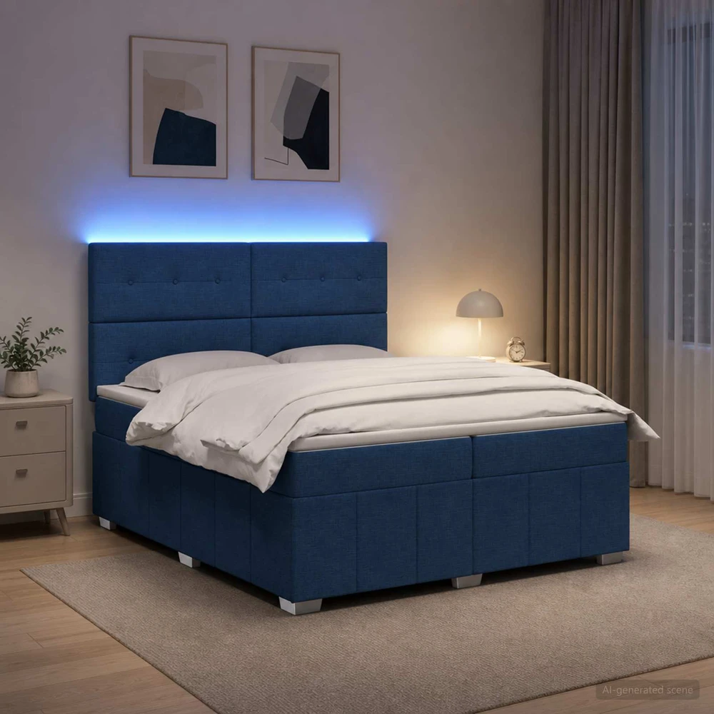 Lova LED lovos čiužinys su LED apšvietimu Mėlyna 200 x 200 cm