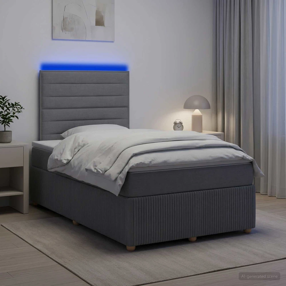 Lova LED lovos čiužinys su LED apšvietimu Šviesiai pilka Audinys