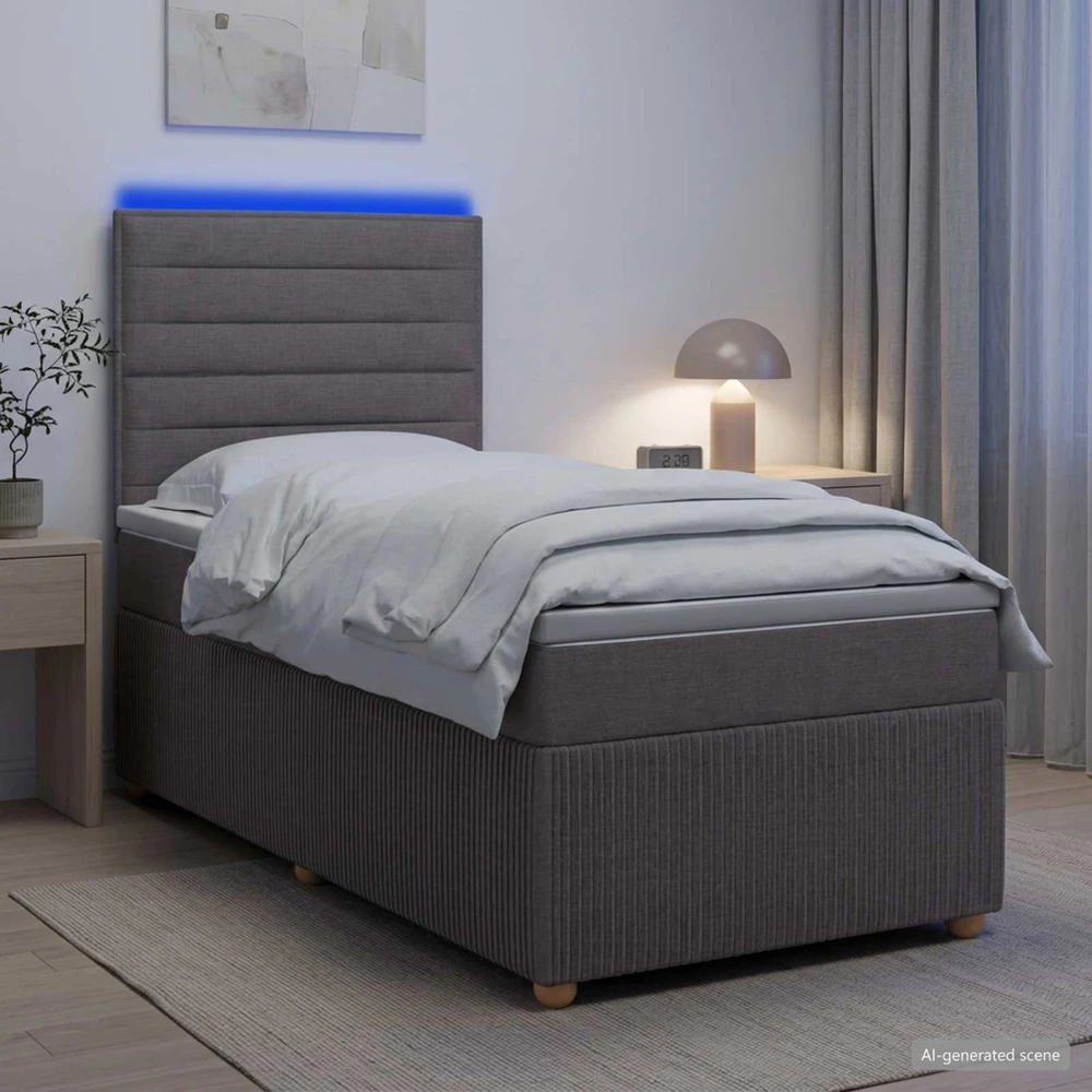 Lova LED lovos čiužinys su LED apšvietimu Taupe 90 x 200 cm Audinys