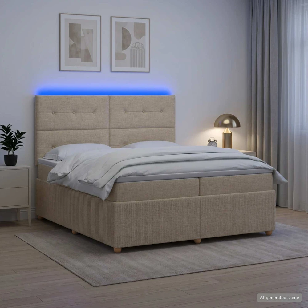 Lova LED lovos čiužinys su LED apšvietimu Kreminė 200 x 200 cm