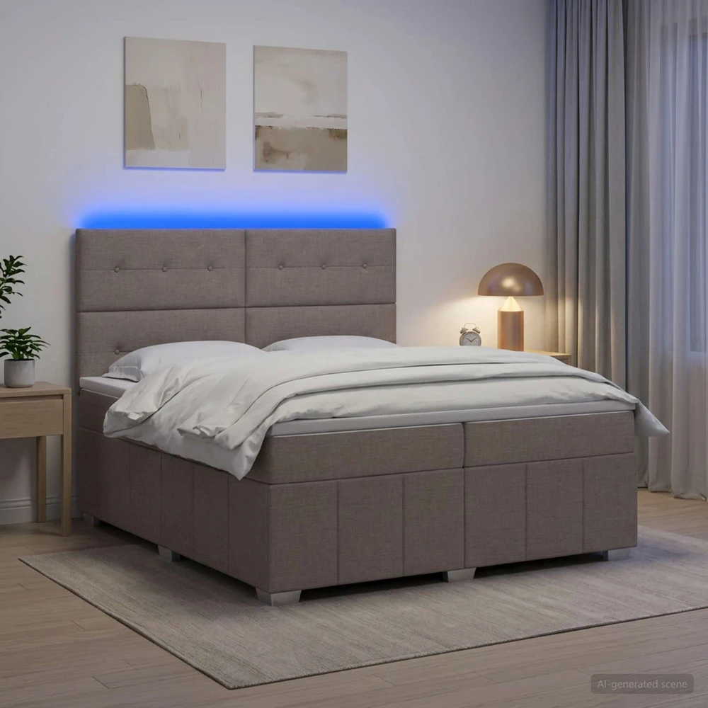 Lova LED lovos čiužinys su LED apšvietimu Taupe 200 x 200 cm Audinys