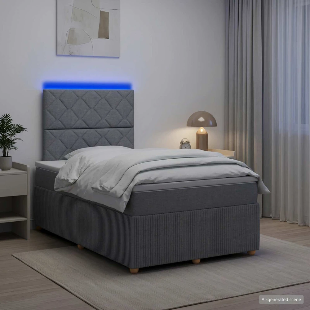 Lova LED lovos čiužinys su LED apšvietimu Šviesiai pilka Audinys