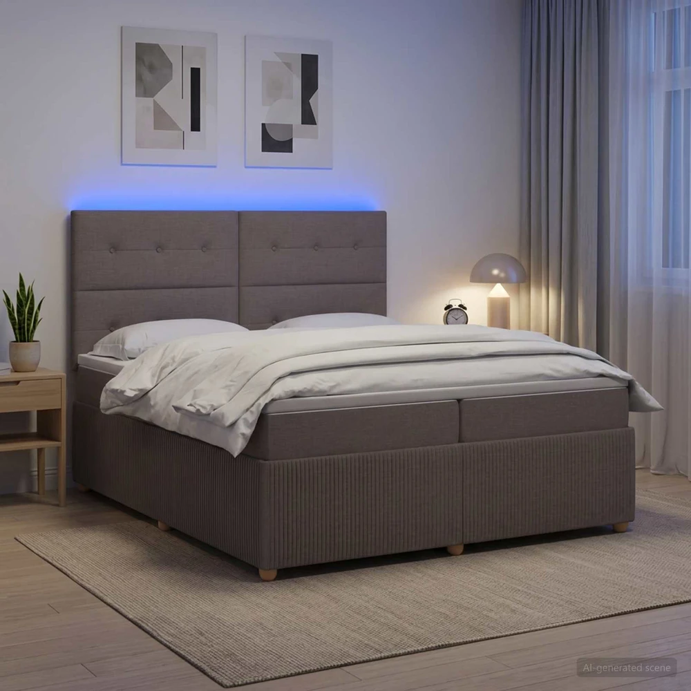 Lova LED lovos čiužinys su LED apšvietimu Taupe 200 x 200 cm Audinys