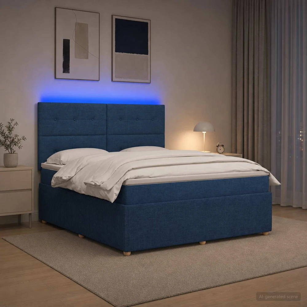 Lova LED lovos čiužinys su LED apšvietimu Mėlyna 160 x 200 cm