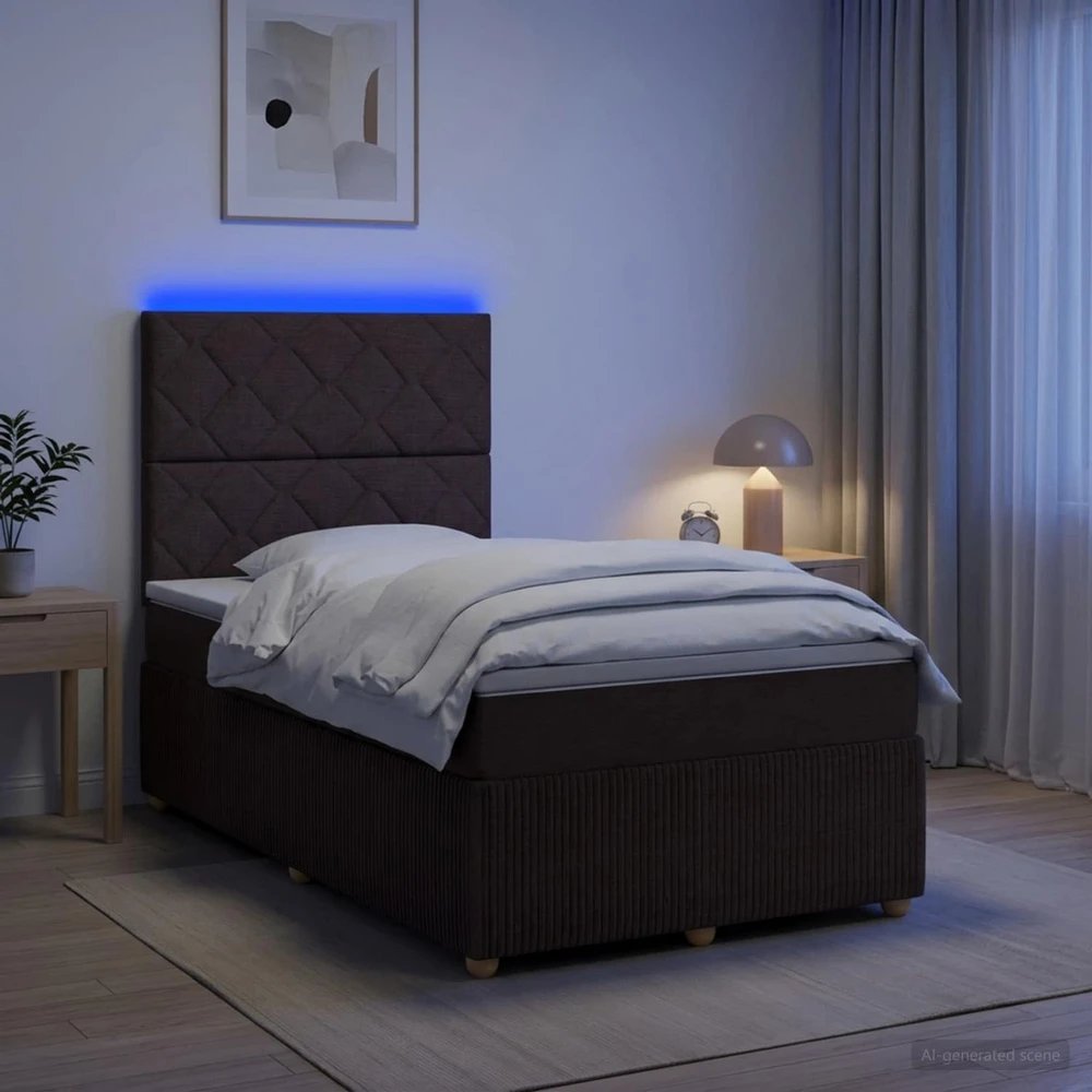 Lova LED lovos čiužinys su LED apšvietimu Tamsiai rudas 120 x 190 cm