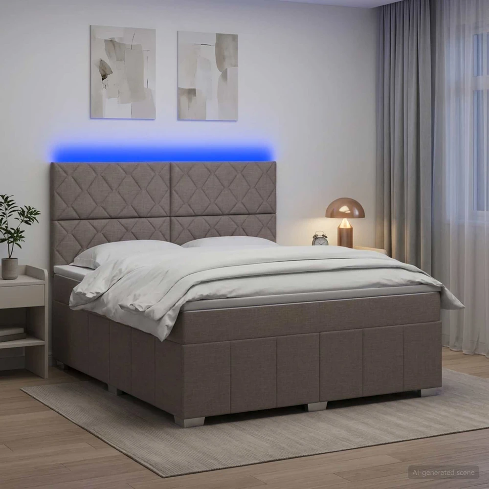 Lova LED lovos čiužinys su LED apšvietimu Taupe 140 x 200 cm Audinys