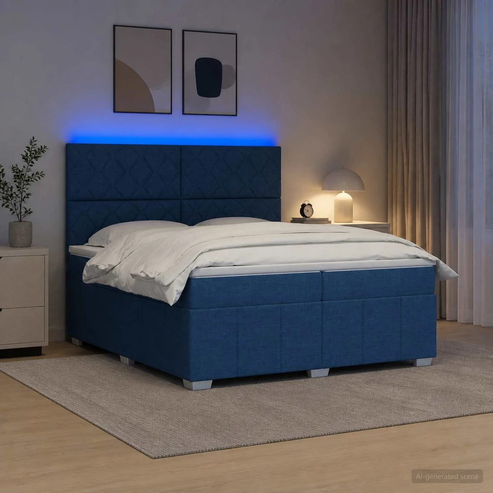 Lova LED lovos čiužinys su LED apšvietimu Mėlyna 200 x 200 cm