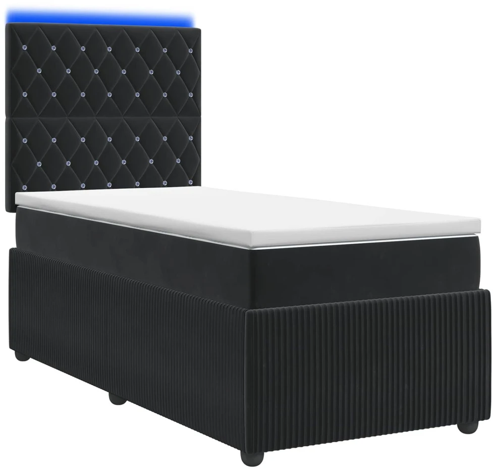 Lova LED lovos čiužinys su LED apšvietimu Juoda 80 x 200 cm Aksomas