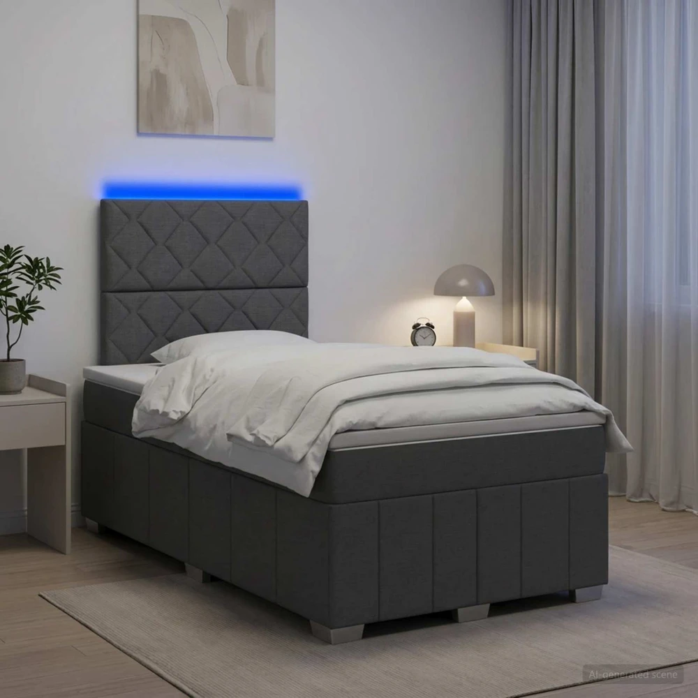 Lova LED lovos čiužinys su LED apšvietimu Tamsiai pilka 120 x 190 cm