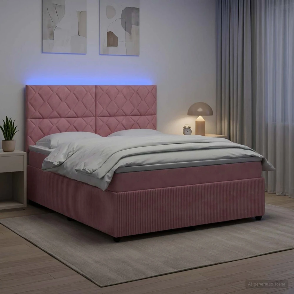 Lova LED lovos čiužinys su LED apšvietimu Rožinė 140 x 200 cm