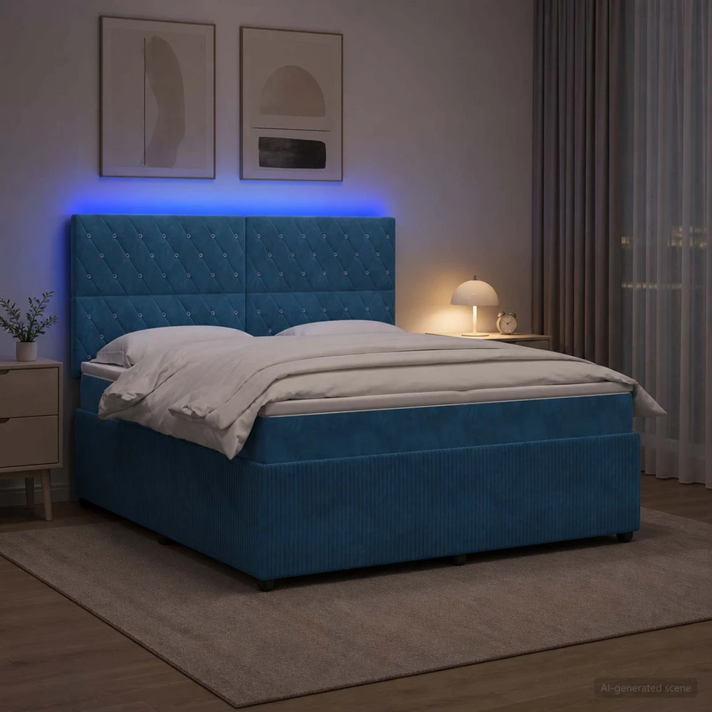 Lova LED lovos čiužinys su LED apšvietimu Mėlyna 160 x 200 cm