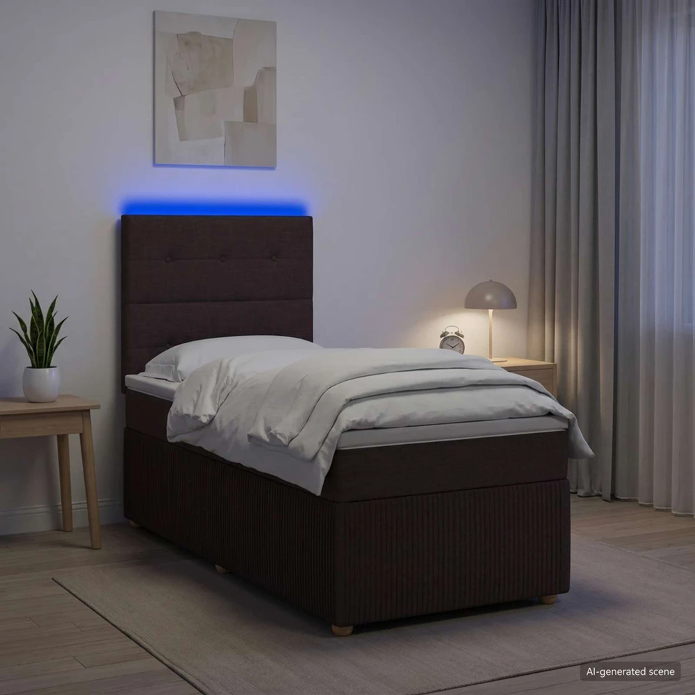 Lova LED lovos čiužinys su LED apšvietimu Tamsiai rudas 80 x 200 cm