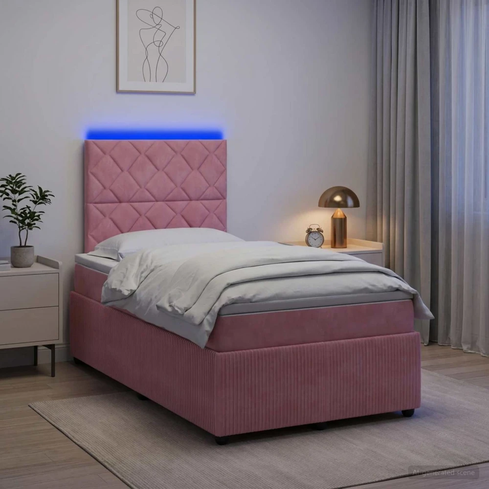 Lova LED lovos čiužinys su LED apšvietimu Rožinė 120 x 190 cm