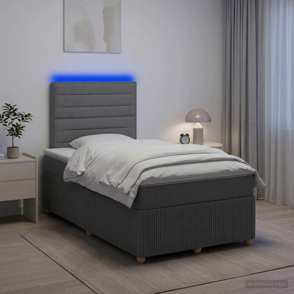 Lova LED lovos čiužinys su LED apšvietimu Tamsiai pilka 120 x 190 cm