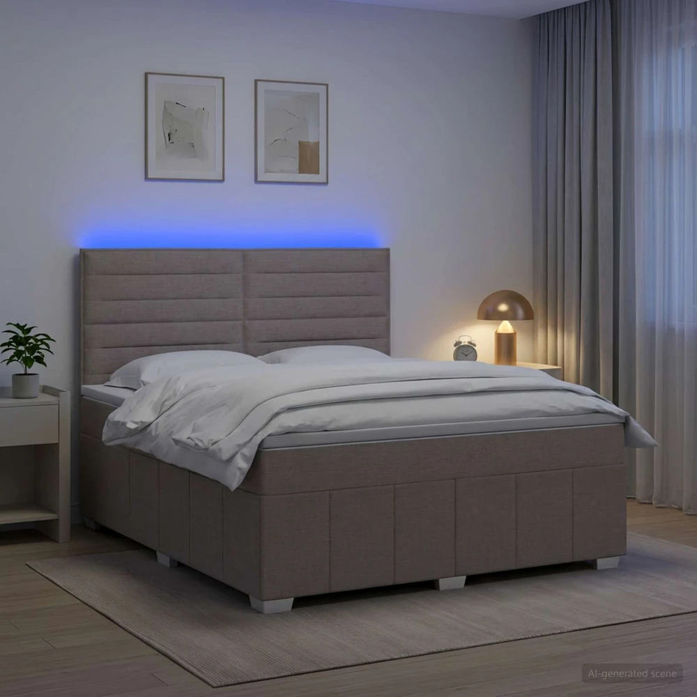 Lova LED lovos čiužinys su LED apšvietimu Taupe 160 x 200 cm Audinys