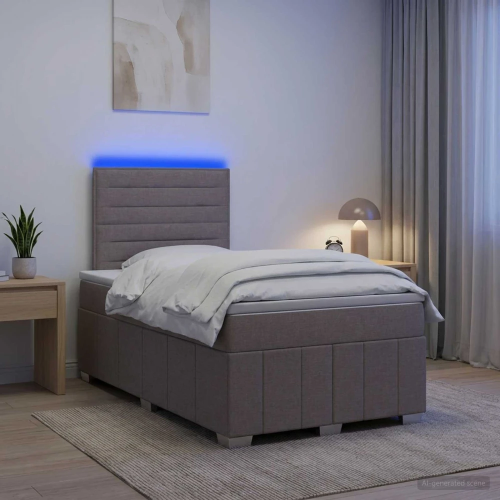 Lova LED lovos čiužinys su LED apšvietimu Taupe 120 x 190 cm Audinys