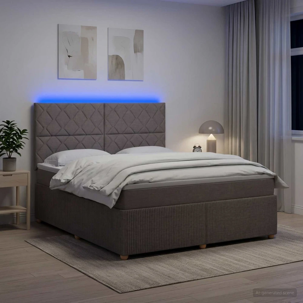 Lova LED lovos čiužinys su LED apšvietimu Taupe 140 x 190 cm Audinys
