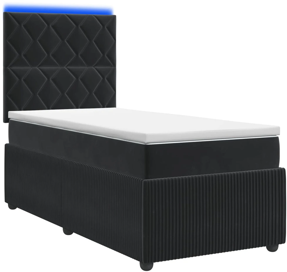 Lova LED lovos čiužinys su LED apšvietimu Juoda 80 x 200 cm Aksomas