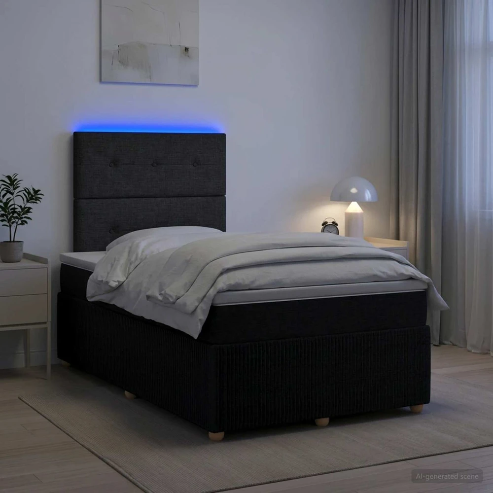 Lova LED lovos čiužinys su LED apšvietimu Juoda 120 x 200 cm Audinys