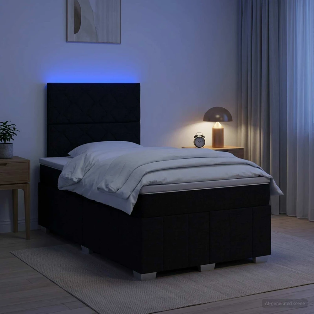 Lova LED lovos čiužinys su LED apšvietimu Juoda 120 x 190 cm Audinys