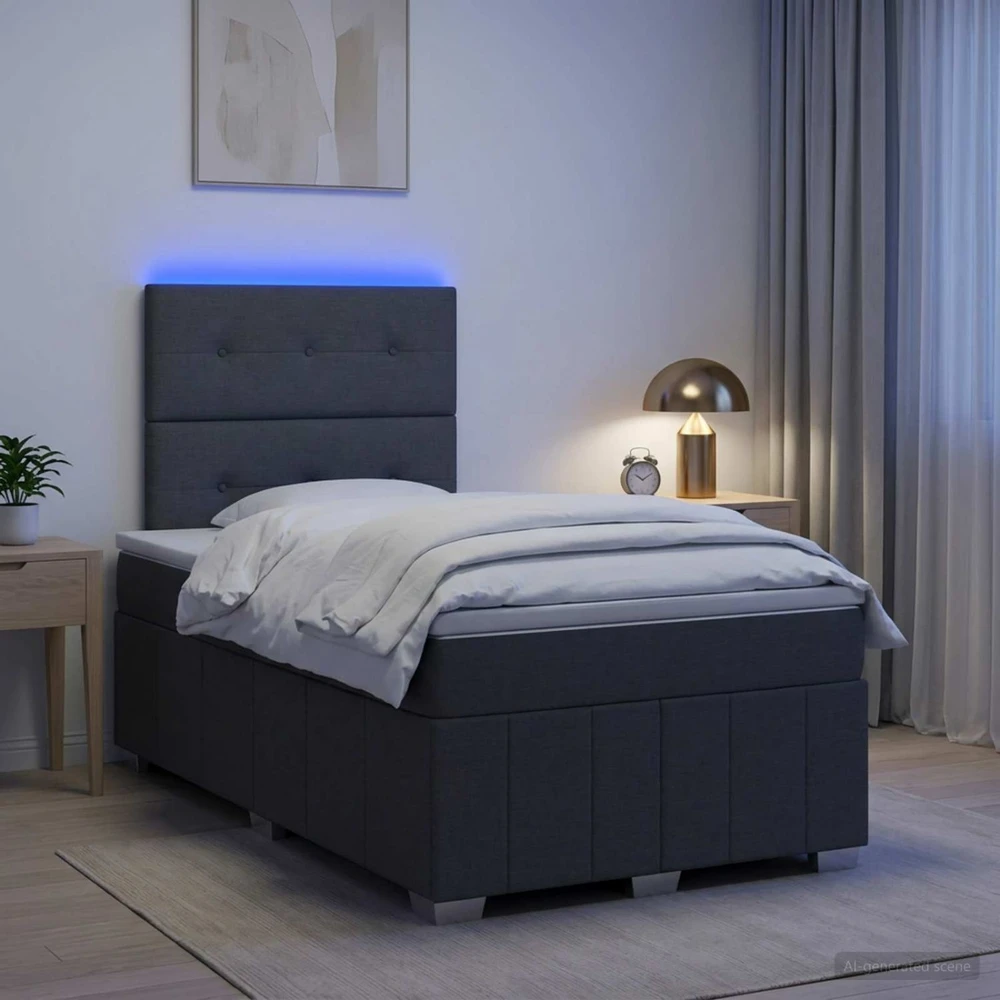 Lova LED lovos čiužinys su LED apšvietimu Tamsiai pilka 120 x 200 cm