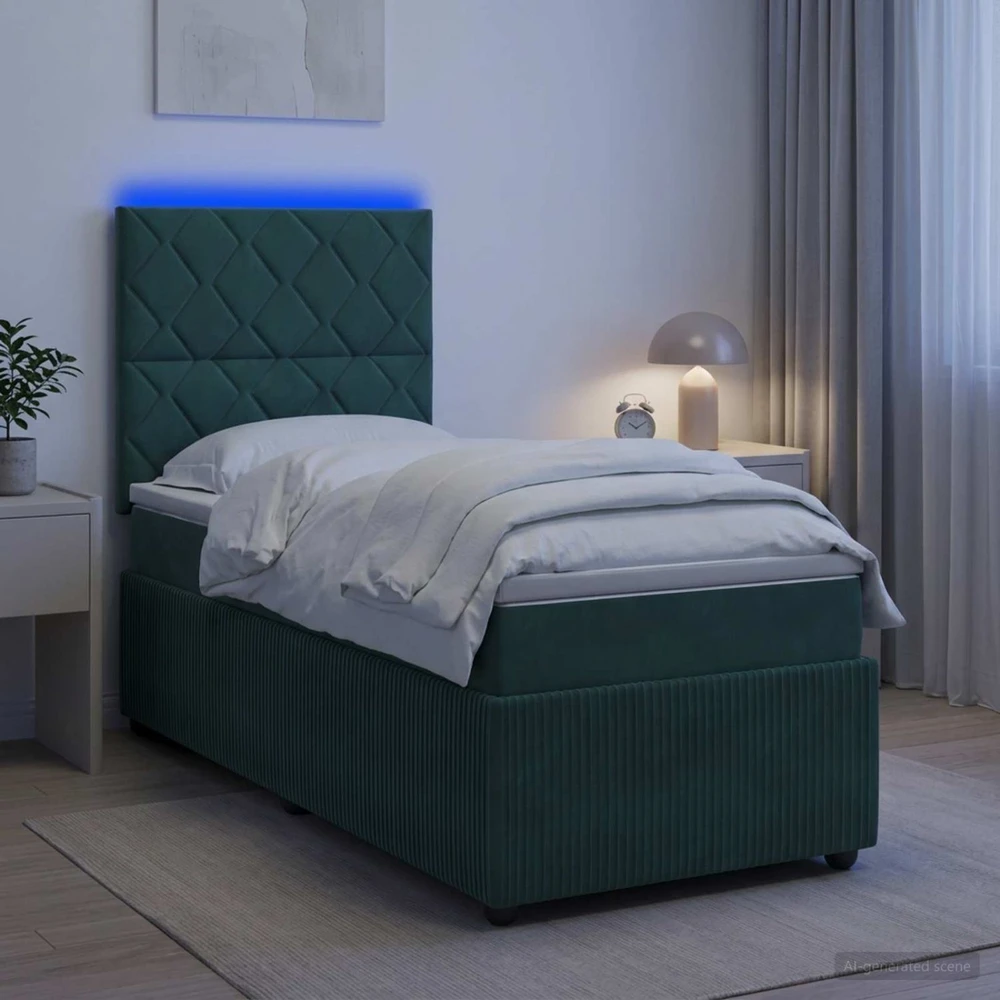 Lova LED lovos čiužinys su LED apšvietimu Tamsiai žalia 80 x 200 cm