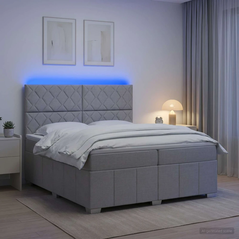 Lova LED lovos čiužinys su LED apšvietimu Šviesiai pilka Audinys