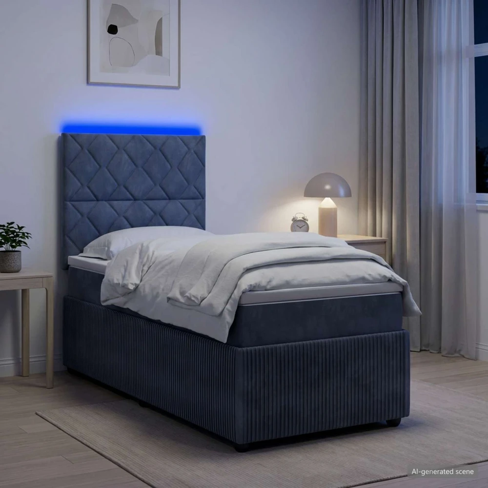 Lova LED lovos čiužinys su LED apšvietimu Tamsiai pilka 90 x 190 cm