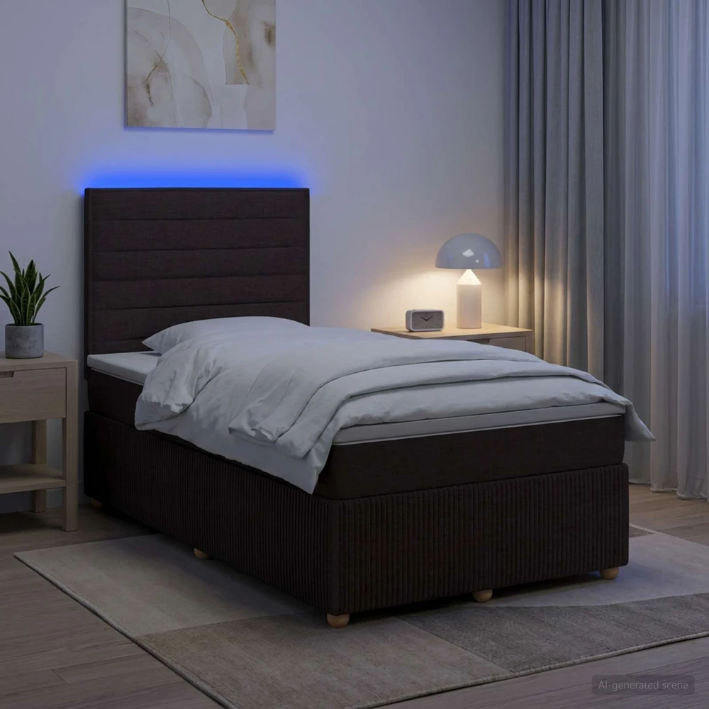 Lova LED lovos čiužinys su LED apšvietimu Tamsiai rudas 120 x 190 cm