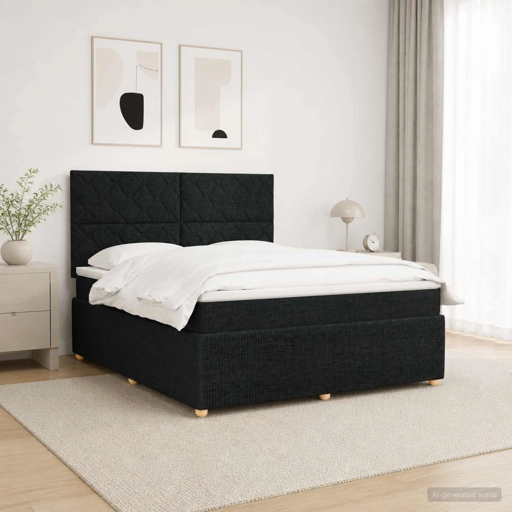 Lova LED lovos čiužinys su LED apšvietimu Juoda 140 x 190 cm Audinys