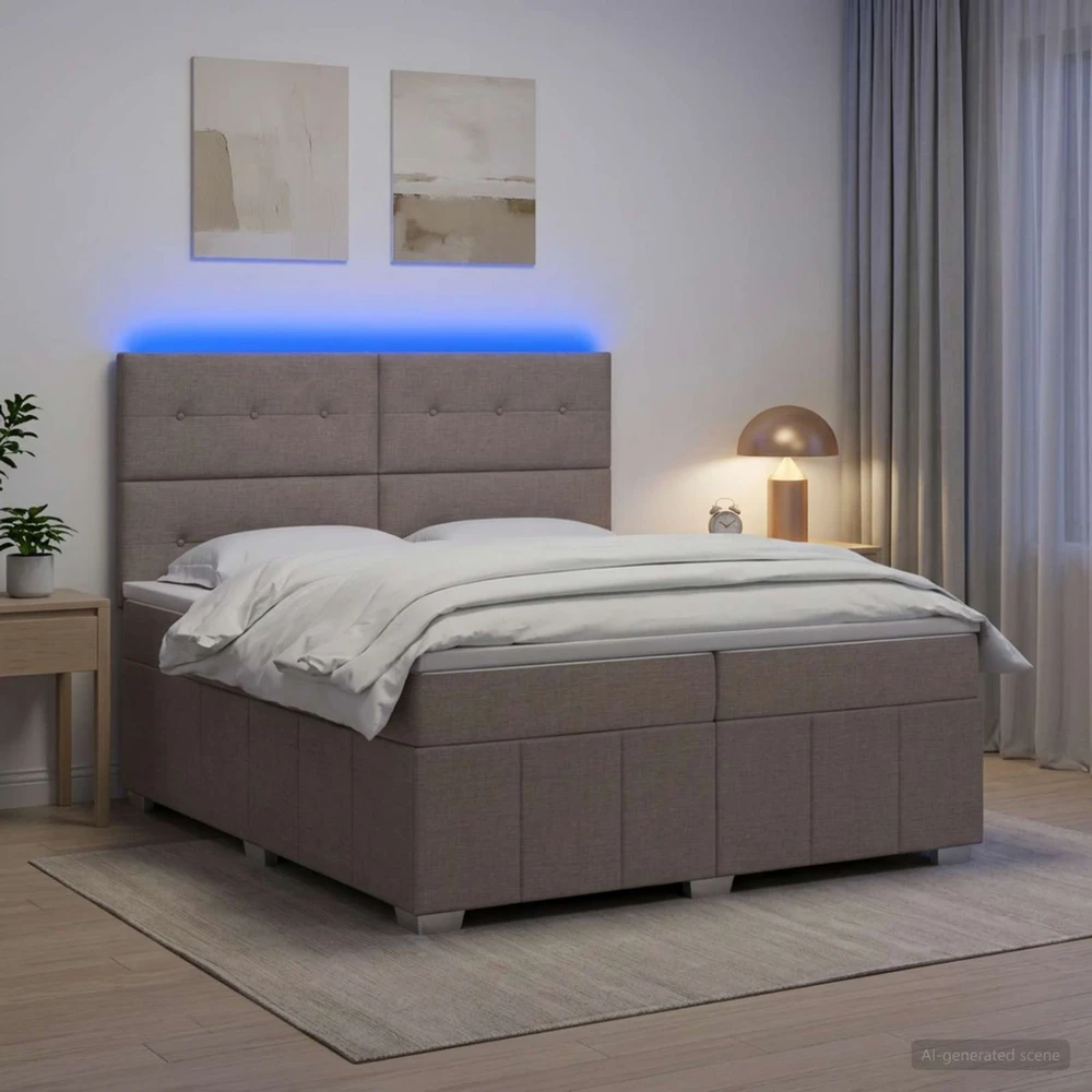 Lova LED lovos čiužinys su LED apšvietimu Taupe 200 x 200 cm Audinys