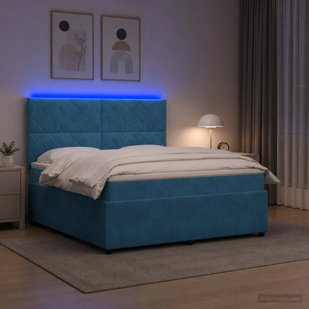 Lova LED lovos čiužinys su LED apšvietimu Mėlyna 180 x 200 cm