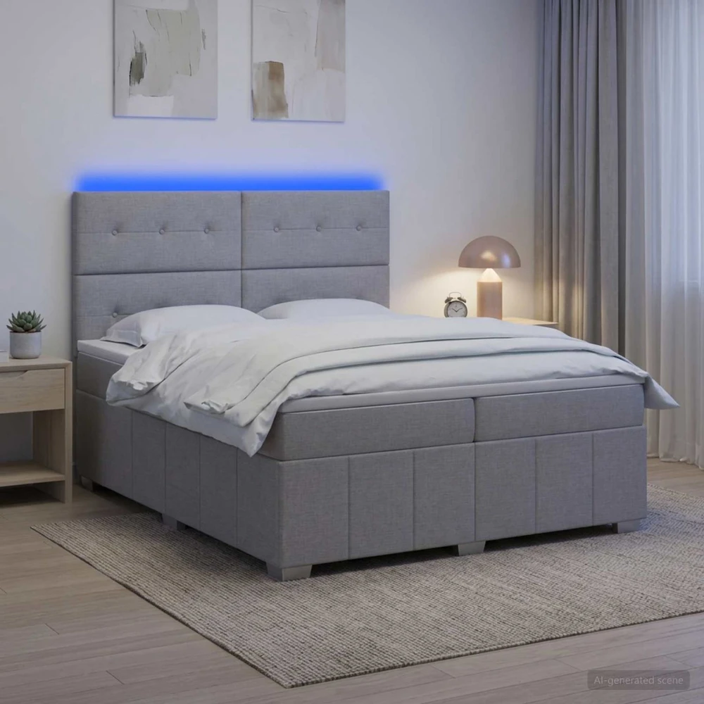 Lova LED lovos čiužinys su LED apšvietimu Šviesiai pilka Audinys