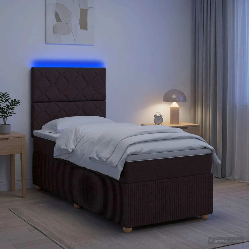 Lova LED lovos čiužinys su LED apšvietimu Tamsiai rudas 90 x 190 cm