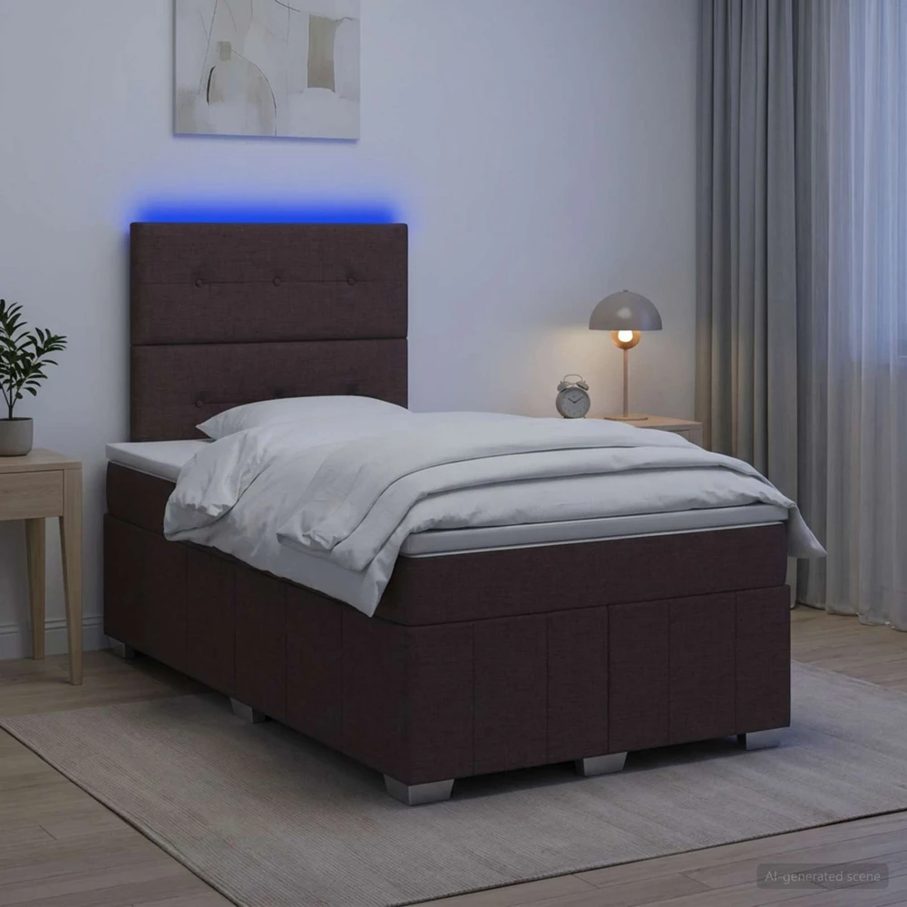 Lova LED lovos čiužinys su LED apšvietimu Tamsiai rudas 120 x 190 cm