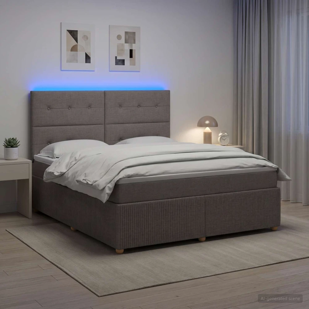 Lova LED lovos čiužinys su LED apšvietimu Taupe 180 x 200 cm Audinys