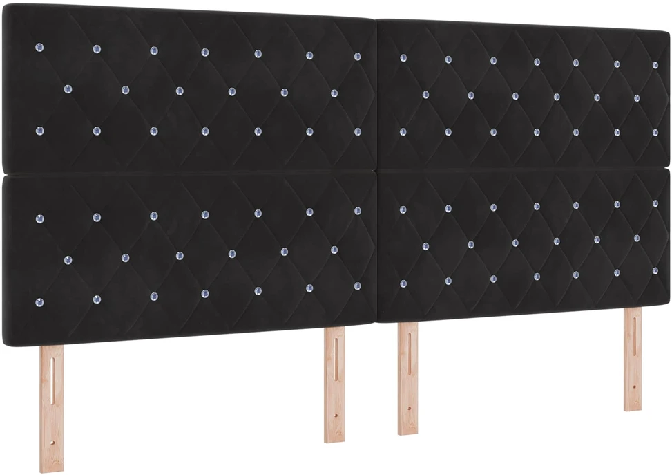 Lova LED lovos čiužinys su LED apšvietimu Juoda 200 x 200 cm Aksomas